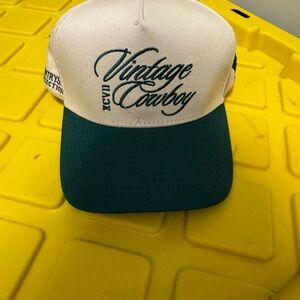 Vintage Cowboy White and Green Cap